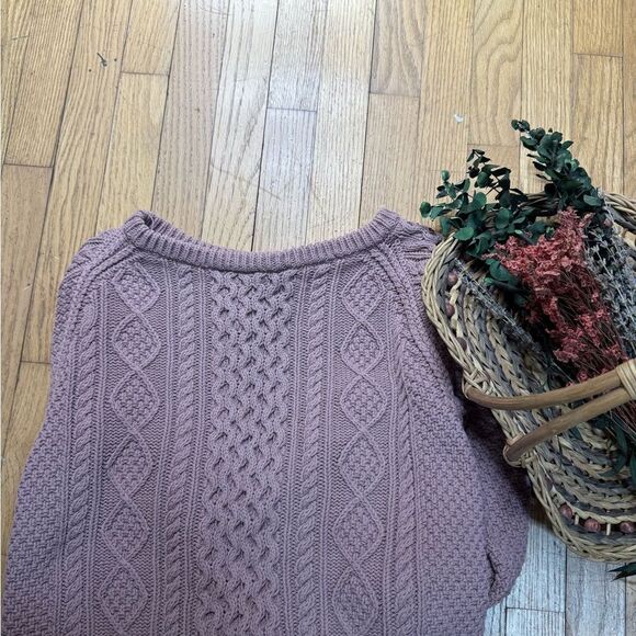 LL Bean Signature Cotton mauve Fisherman Tunic Sweater - Picture 1 of 8
